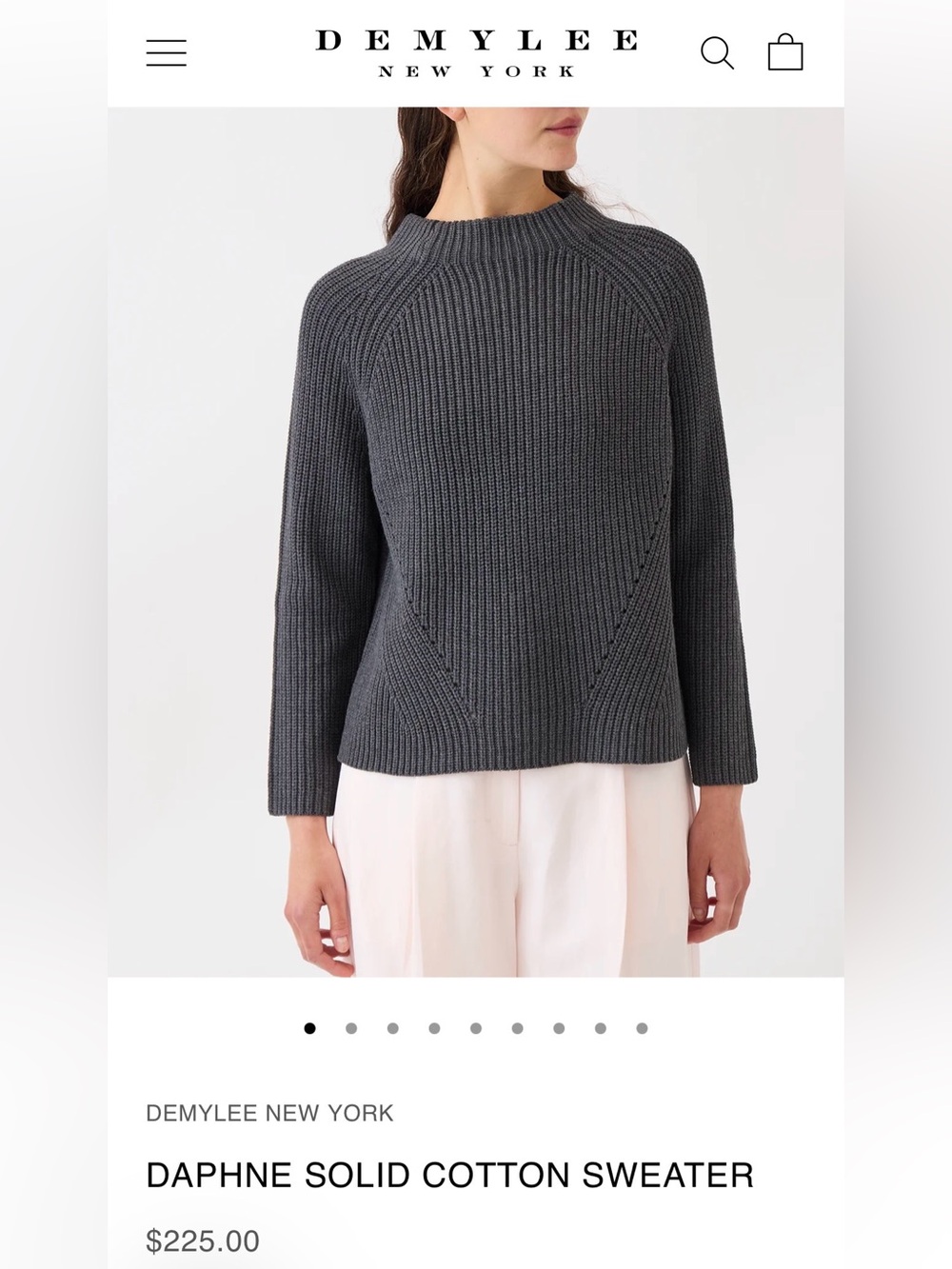 Demylee New York Daphne Charcoal Ribbed Knit Sweater